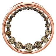 10K Rose Gold Graduated Round Brown Diamond Circle Pendant 0.70" Charm 3/4 CT.