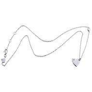 Sterling Silver Round Diamonds Statement Love & Heart Necklace 17" Charm 1/20 CT