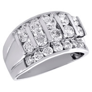 14K White Gold Round Diamond Cluster Wedding Band 13mm Channel Set Bar Ring 3 CT