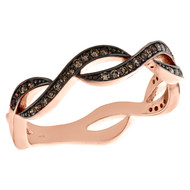10K Rose Gold Brown Diamond Women's Braided Band Infinity Right Hand Ring 1/5 Ct