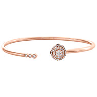 14K Rose Gold Round Diamond & Sapphire Felxible Wire Cuff Bracelet 3/7 CT. TW.