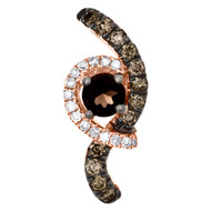 10K Rose Gold Diamond & Smoky Quartz Slide Pendant 0.65" Statement Charm 1/3 CT.
