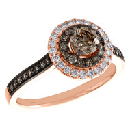 14K Rose Gold 1/2 Ct Solitaire Diamond Double Round Halo Engagement Ring 1 TCW.