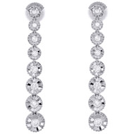 14K White Gold Graduating Diamond Studs 1.40" Miracle Illusion Earrings 1/2 CT.