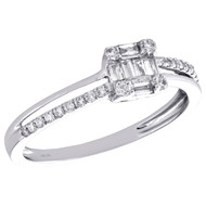 14K White Gold Baguette Diamond Engagement Wedding Band Split Shank Ring 1/4 CT.