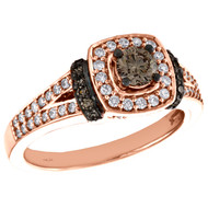 14K Rose Gold 1/3 Ct Solitaire Brown Diamond Split Shank Engagement Ring 3/4 CT.