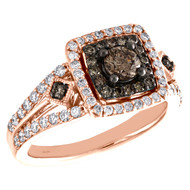 14K Rose Gold 1/3 Ct Solitaire Brown Diamond Split Shank Engagement Ring 1 TCW.
