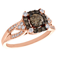 14K Rose Gold Princess Solitaire Diamond Milgrain Halo Engagement Ring 0.87 TCW.