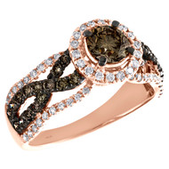 14K Rose Gold 3/4 Ct Solitaire Brown Diamond Infinity Engagement Ring 1.50 TCW.