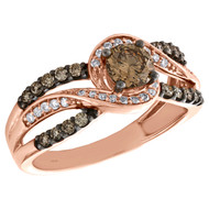 14K Rose Gold 1/2 Ct Solitaire Brown Diamond Split Shank Engagement Ring 1 TCW.