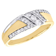 10K Yellow Gold Round Diamond 3 Stone Wedding Band Channel Set 7mm Ring 1/2 CT.