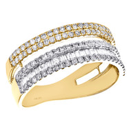 14K Yellow Gold Baguette Diamond Cluster 7.5mm Wedding Ring Parallel Band 3/4 CT