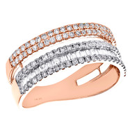 14K Rose Gold Baguette Diamond Cluster Wedding Ring 7.50mm Parallel Band 3/4 CT.