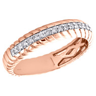 14K Rose Gold Round Cut Diamond Swirl Eternity Wedding Band 4.50mm Ring 1/5 CT.