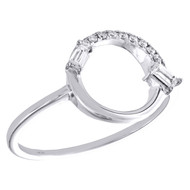 14K White Gold Baguette Diamond Geometric Cluster Band Open Circle Ring 1/8 CT.