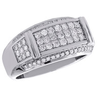 10K White Gold Round Diamond Statement Wedding Band 11mm Wide Pave Ring 1 CT.