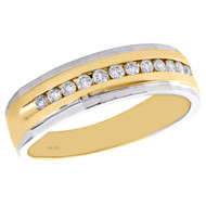 10K Two Tone Gold Round Diamond Wedding Band Channel Set 6.50mm Ring 1/3 CT.