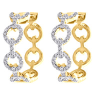 10K Yellow Gold Round Cut Diamond Pave Set Statement 0.75" Hoop Earrings 1/3 CT.