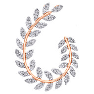 14K Rose Gold Round Diamond Leaf Frame Oval Wreath Cluster Slide Pendant 3/4 CT.