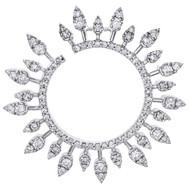 14K White Gold Round Diamond Open Cricle Cluster Slide Pendant Sun Charm 3/4 CT.