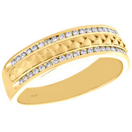 14K Yellow Gold Channel Set Diamond Braided Wedding Band 6mm Weave Ring 1/3 CT.