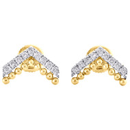 14K Yellow Gold Round Diamond Greater-than Sign Symbol 12.50mm Earrings 1/4 CT.