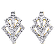 14K Yellow Gold Round Diamond Geometric Arrow Sign Hoop 0.60" Earrings 1/2 CT.
