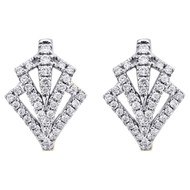 14K White Gold Round Diamond Geometric Arrow Sign Hoop 0.60" Earrings 1/2 CT.