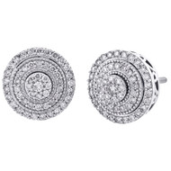 14K White Gold Round Diamond Tier Milgrain Halo Frame Stud 10mm Earrings 1/2 CT.