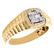 14K Yellow Gold Baguette Diamond Step Shank Cluster Wedding Band Ring 1/3 CT.