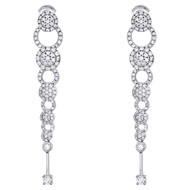 14K White Gold Diamond Cluster Statement Stud Dangle Drop 1.95" Earrings 1.20 CT