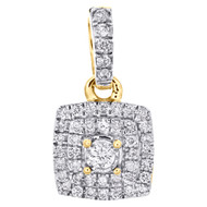 10K Yellow Gold Real Round Diamond Cluster Pendant 0.65" Slide Pave Charm 1/4 CT