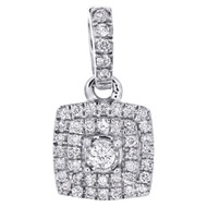 10K White Gold Real Round Diamond Cluster Pendant 0.65" Slide Pave Charm 1/4 CT.