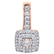 10K Rose Gold Round Diamond Cluster Fancy Slide Pendant 0.75" Pave Charm 1/3 CT.