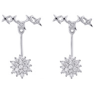 14K White Gold Real Diamond Studs Dangle/Danglers 0.90" Earrings Jacket 3/4 CT