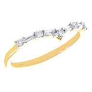 14K Yellow Gold Baguette Diamond Anniversary Band Stackable Contour Ring 1/5 CT.