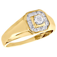 14K Yellow Gold Round Diamond Wedding Band 9.75mm Cluster Pinky Ring 1/2 CT.