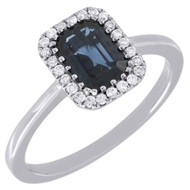Diamond Cocktail Ring Ladies White Gold Genuine Blue Sapphire Design 1.11 Tcw.