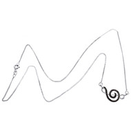Sterilng Silver Black Diamond Treble Clef Musical Note Necklace 18" Charm 1/8 CT
