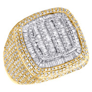 14K Yellow Gold Round & Baguette Diamond Statement Ring 20mm Statement Band 2 CT