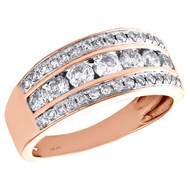 14K Rose Gold Real Round Diamond Wedding Band Ladies 11mm Channel Set Ring 1 CT.