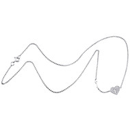 14K White Gold Diamond Key to My Heart Necklace Charm Fancy Rolo Chain 1/6 CT.