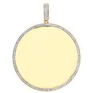 10K Yellow Gold Round Diamond Picture Memory Frame Pendant 2.60" Charm 0.90 CT.