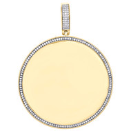10K Yellow Gold Round Diamond Picture Memory Frame Pendant 2.35" Charm 0.62 CT.