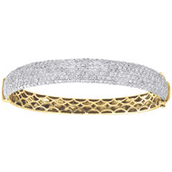 Diamond Dome Bangle 10K Yellow Gold Ladies Round Cut Pave Bracelet 4.95 Ctw.