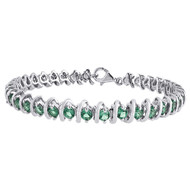 Created Green Emerald Tennis Bracelet .925 Sterling Silver Round Design 6.48 Tcw