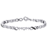 .925 Sterling Silver Black Diamond Infinity Mom Tennis Bracelet 7.5" 1/10 Ct.