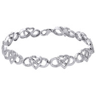 10K White Gold Diamond Heart Shaped Infinity Bracelet 8.50mm Link 7" 0.17 Ct.