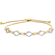 10K Yellow Gold Diamond Pointed Oval Infinity Bolo Bracelet 10" - 0.25 CT.