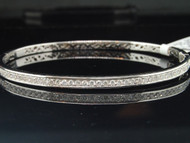 Ladies 14K White Gold Round Diamond Pave Set Bangle Bracelet 1.00 Ct.